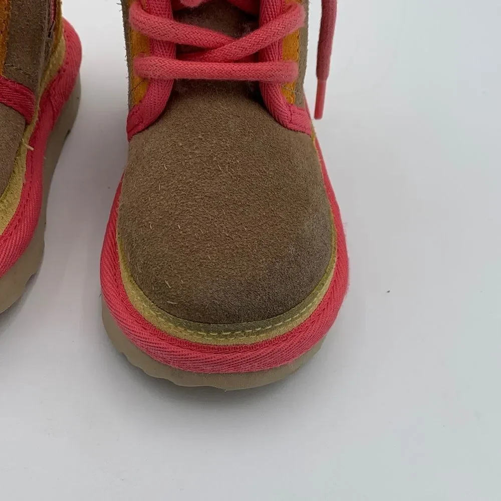 UGG Kids Jorie Tan & Pink Suede Boots – Size 6